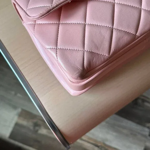 Authentic CHANEL Trendy Lambskin Quilted Small CC Dual Handle Flap Bag Pink Tote - Picture 12 of 13